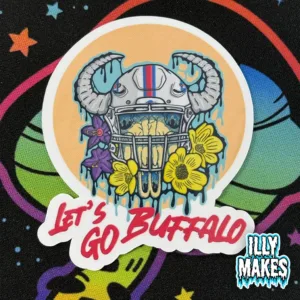 Drippy Let's Go Buffalo Skull Sticker