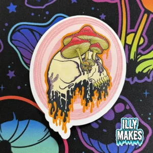 Drippy Mushroom Skull II Sticker