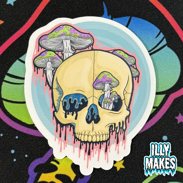 Drippy Mushroom Skull IV Sticker