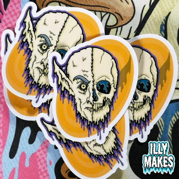 Drippy Nosferatu Skull sticker with bold horror-inspired art.