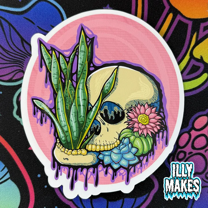 Drippy Succulent Skull Sticker