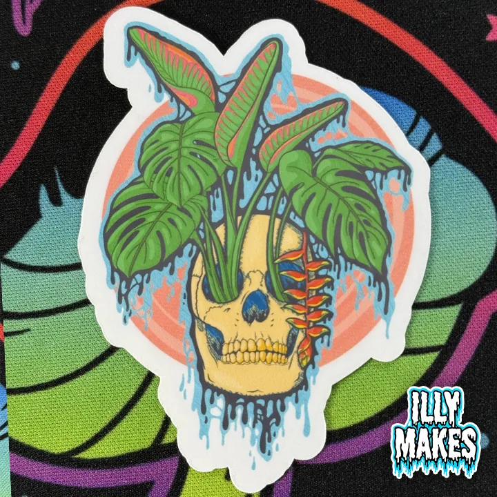 Drippy Tropical Skull Sticker