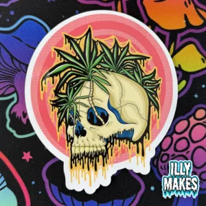 Drippy Tropical Skull 2 Sticker