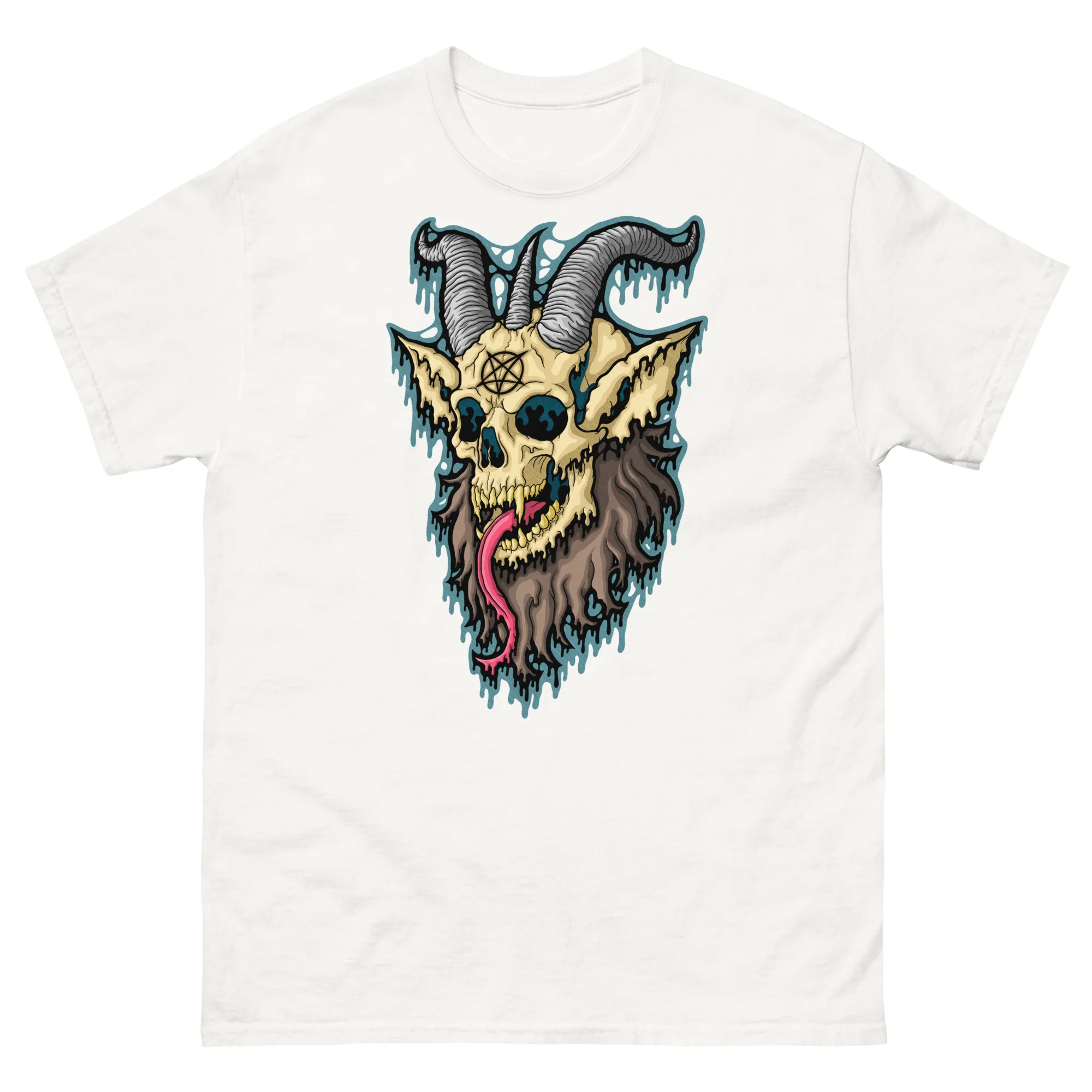 Drippy Baphomet Skull 2 Tee - Image 7