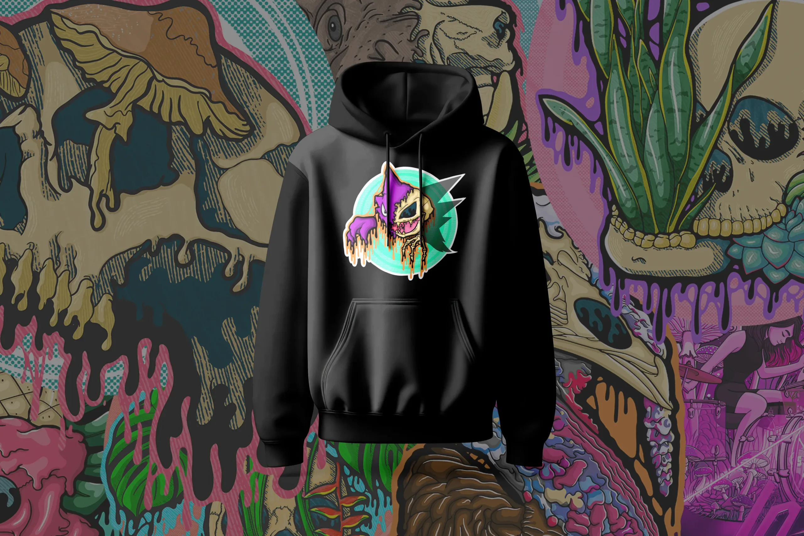 Drippy Haunting Ghost Skull Hoodie