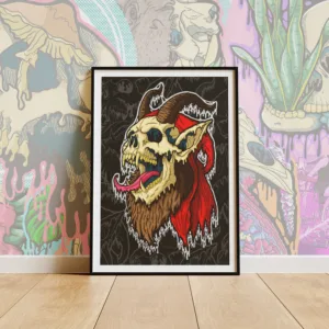Drippy Krampus Skull Poster Print