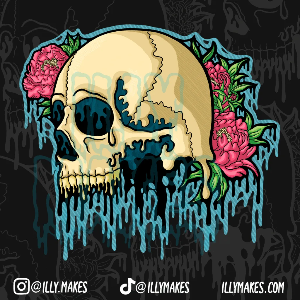 One of my drippy flower skull drawings