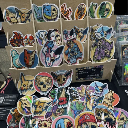 Some of my handmade small and large art stickers.