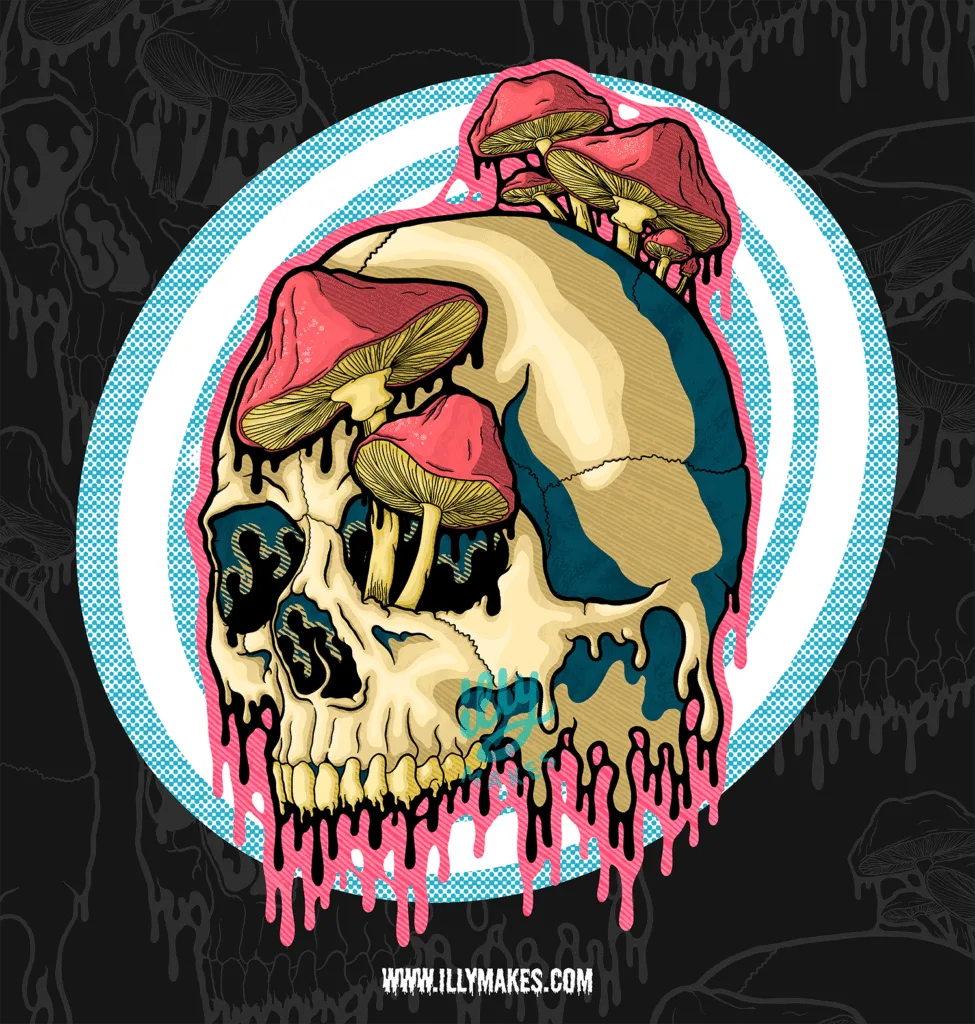 One of my drippy mushroom skull drawings