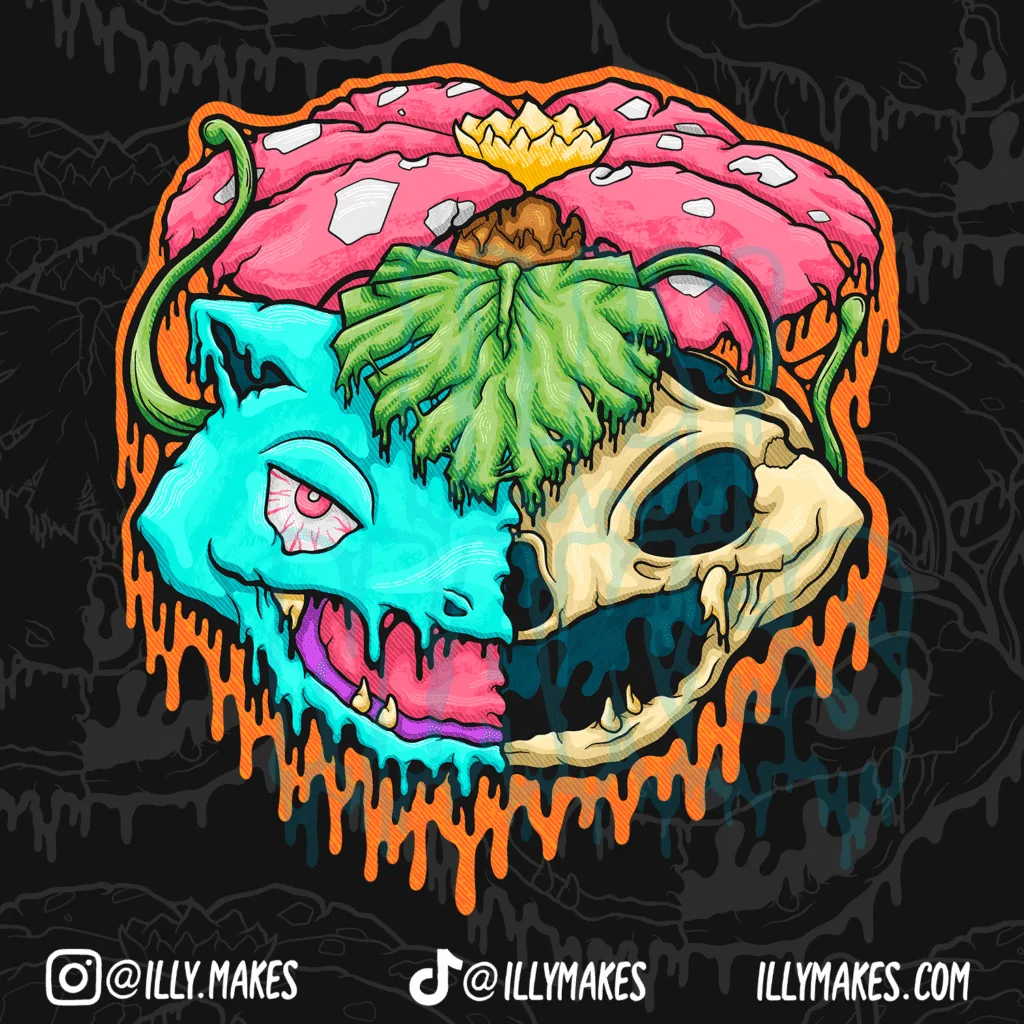 My Drippy Venusaur Skull drawing